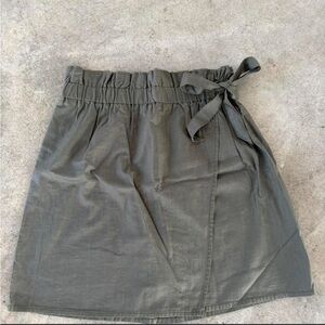Express Olive Paperbag Skirt with Side Tie